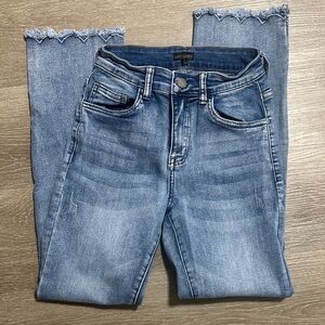 Straight leg embroidered jeans